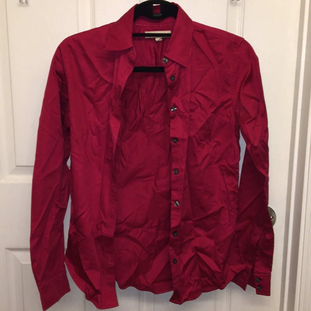 Banana Republic maroon button-down top